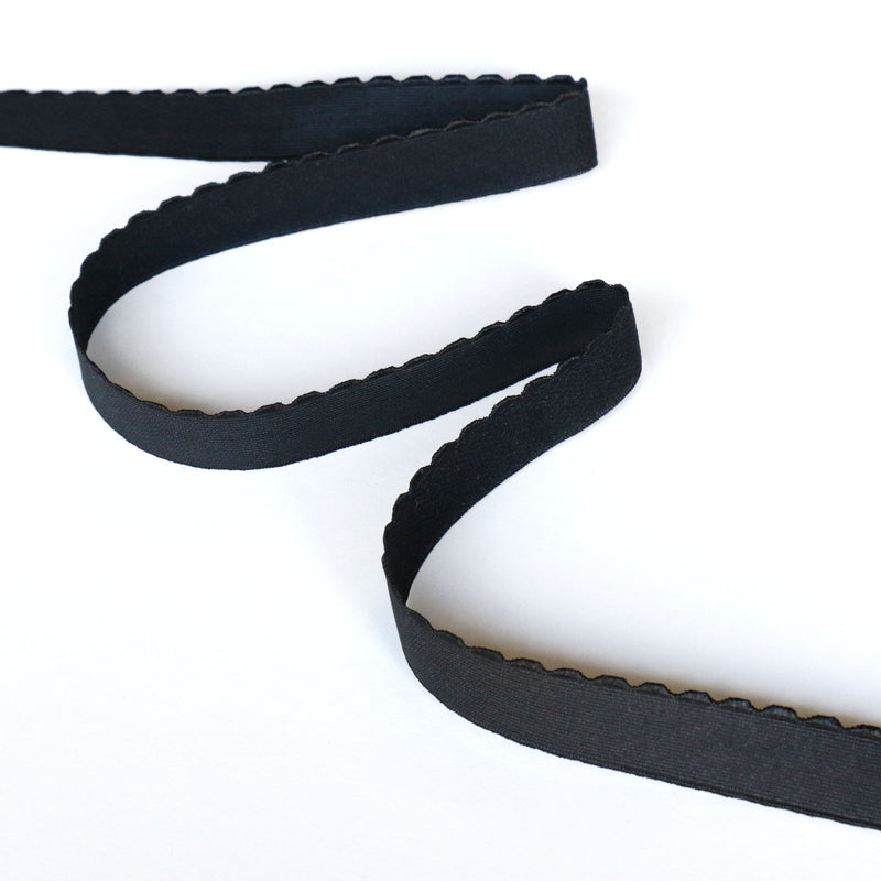 Scalloped Elastic (16mm) - Black