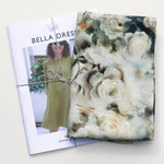 Bella Dress Pattern/Mini Snow Roses Printed Linen - Dressmaking Kit